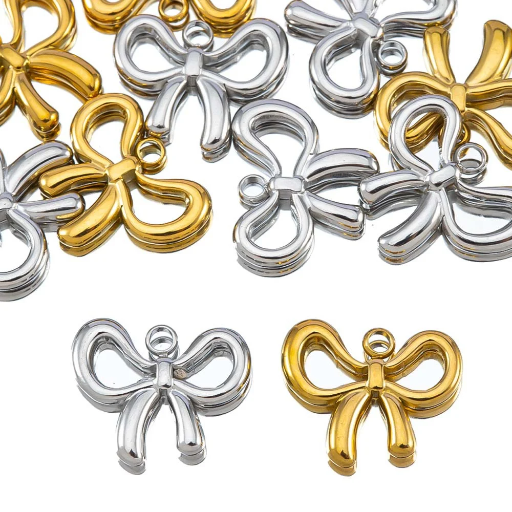 

Wholesale Stainless Steel Bow Pendant Accessories Diy Earrings Necklace Jewelry Pendant
