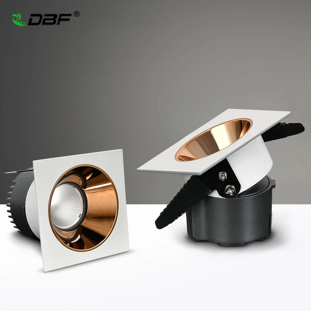 

DBF Anti-Glare Square Spot Light 7W 12W 15W 18W Black/White/Gold/Silver Reflector Hotel Wall Washer Dimmable Embedded Downlight