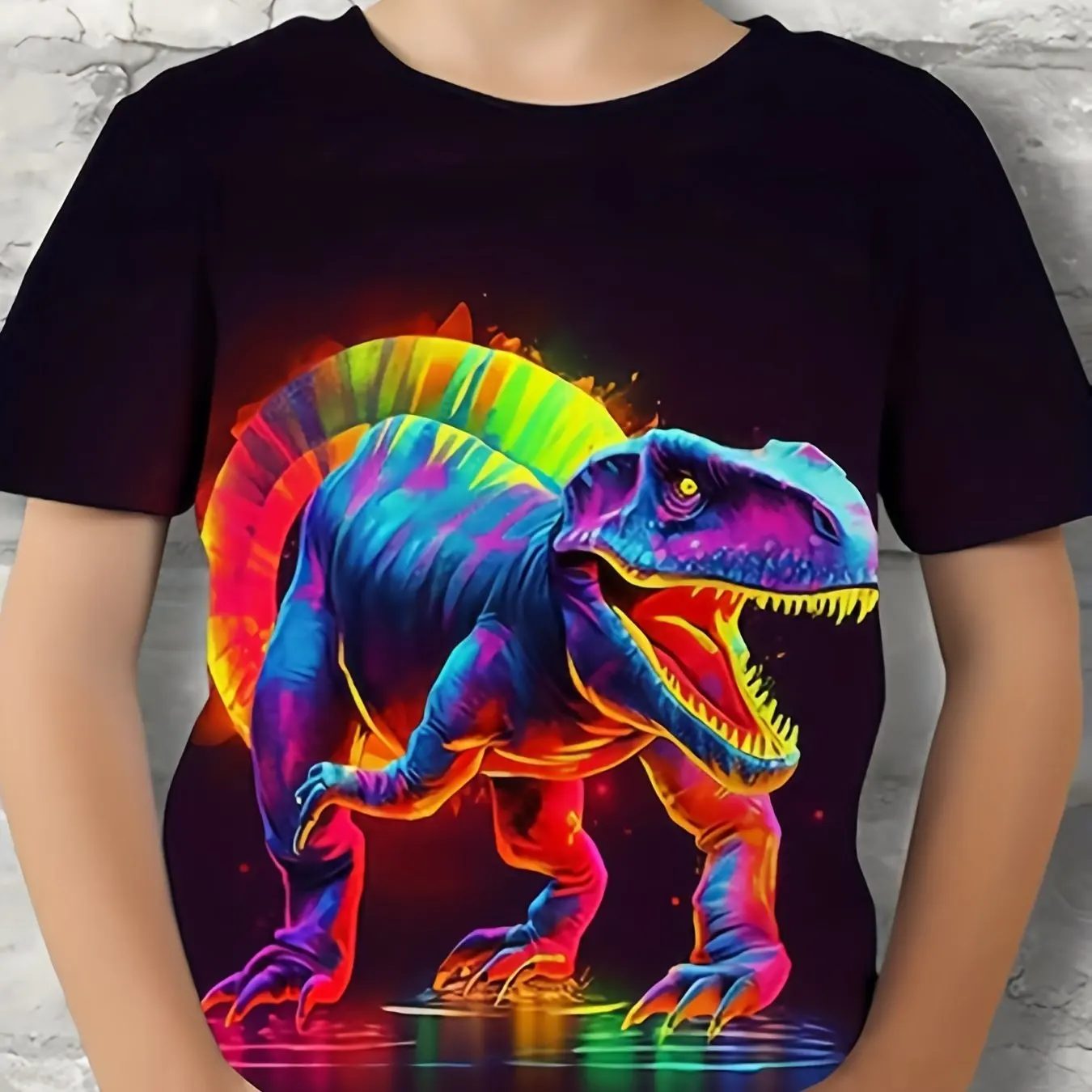 Kinderkleding Jongens T-shirt Korte mouw Kind T-shirt 3D Dinosaurusprint Casual kinderzomerkleding Meisjeskleding Tops Tee