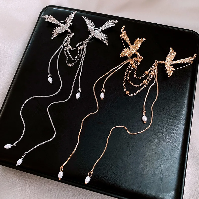 火のフェニックスブローチピン繊細なロングフリンジブローチ女性男性動物鳥コサージュ服バッグパーティーアクセサリー