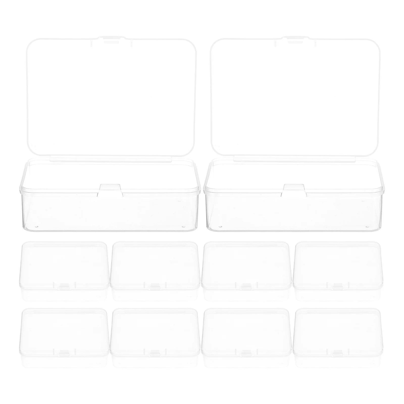 

10Pcs Mini Clear Plastic Storage Containers Rectangular Small Boxes Stackable Transparent Dustproof Lid Jewelry Craft Supplies