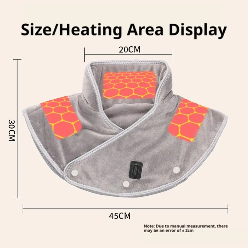 แผ่นประคบร้อนไฟฟ้าสำหรับคอและไหล่ แบบ USB ผ้าคลุมไหล่ให้ความร้อน บรรเทาอาการปวด ดูแลต้นคอ ผ้าฟลีซนุ่ม ใช้สำหรับฤดูหนาว