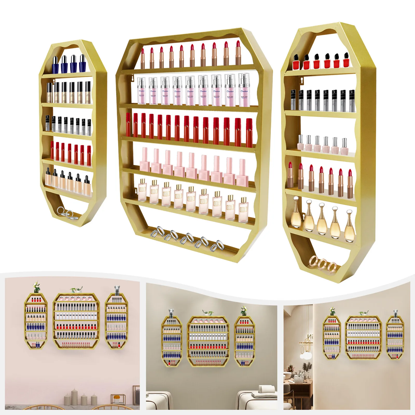 

Wall-Mounted Nail Polish Storage Racks Metal Hanger Multi-tiers Display Rack New