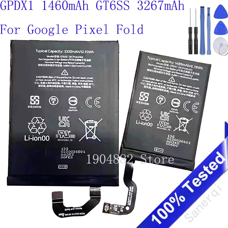 

1 set 100% New Battery GPDX1 1460mAh GT6SS 3267mAh For Google Pixel Fold Batteries + Tools