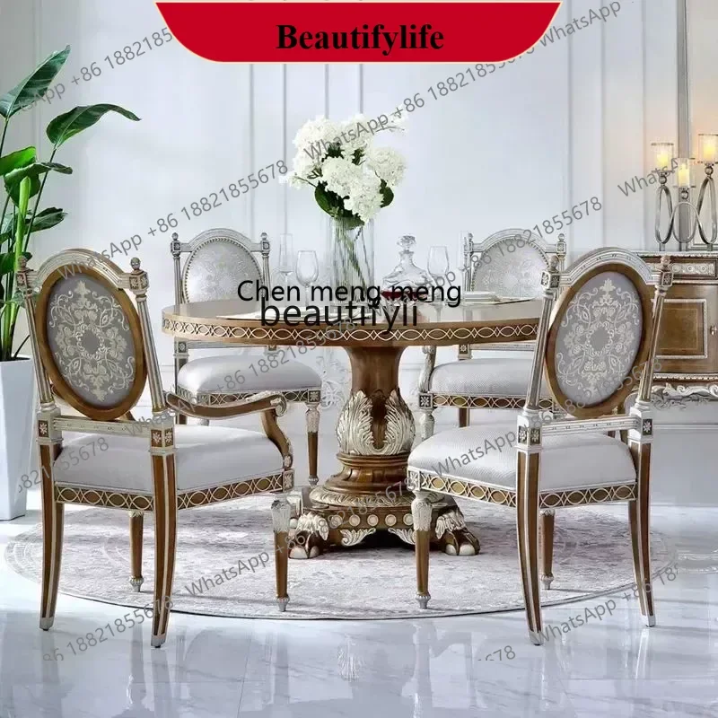 z183 French European hand-carved Windsor Castle series dining tables and chairs solid wood furniture customization