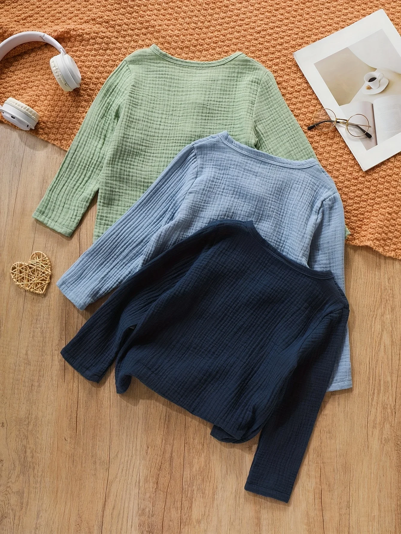 3-Pack Boys Long Sleeve T-Shirts Spring Autumn Cotton Base Layer Loose Fashionable Kids Clothing