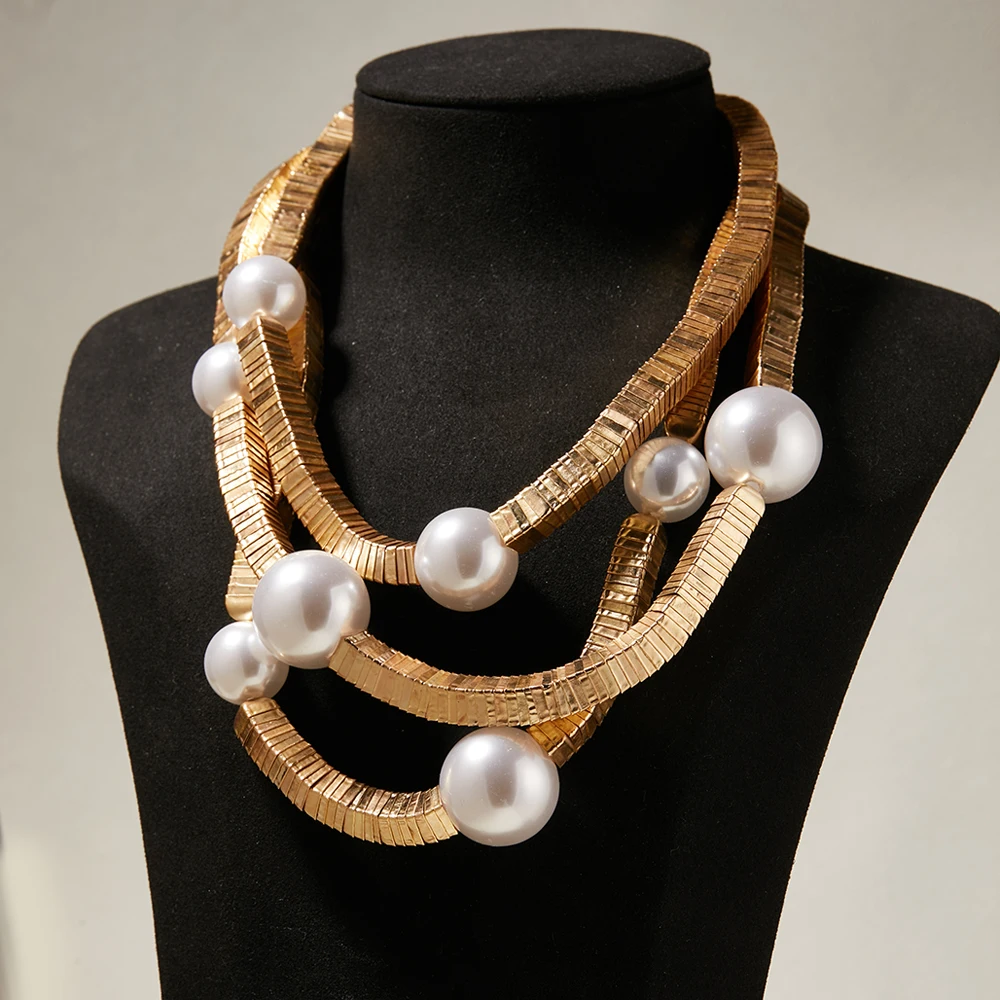 

LESHORE Pearl Thousand Layered Pendant Necklace Fashion Girl Clavicle Chain Jewelry Gift