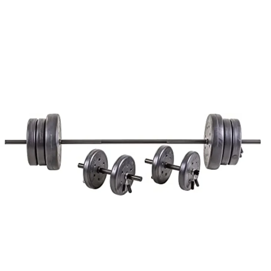 

105 Pound Barbell Weight Set for Home Gym Adjustable Weight Set with Two Dumbbell Bars and Full 6 Ft Bar, Black