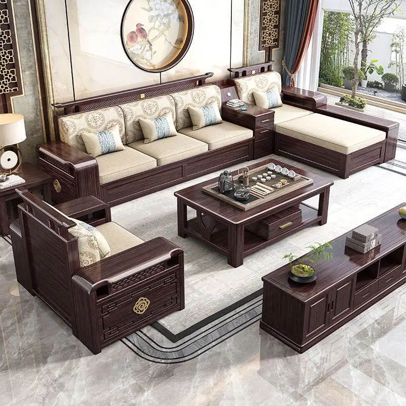 New Chinese-style purple gold sandalwood all-solid wood sofa, living room princess