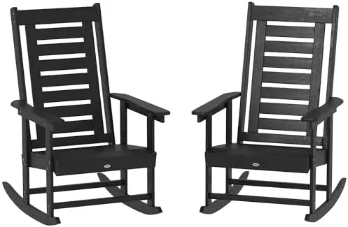 Outdoor Rocking Chairs Set of 2, HDPE Patio Rocking Chairs with 28