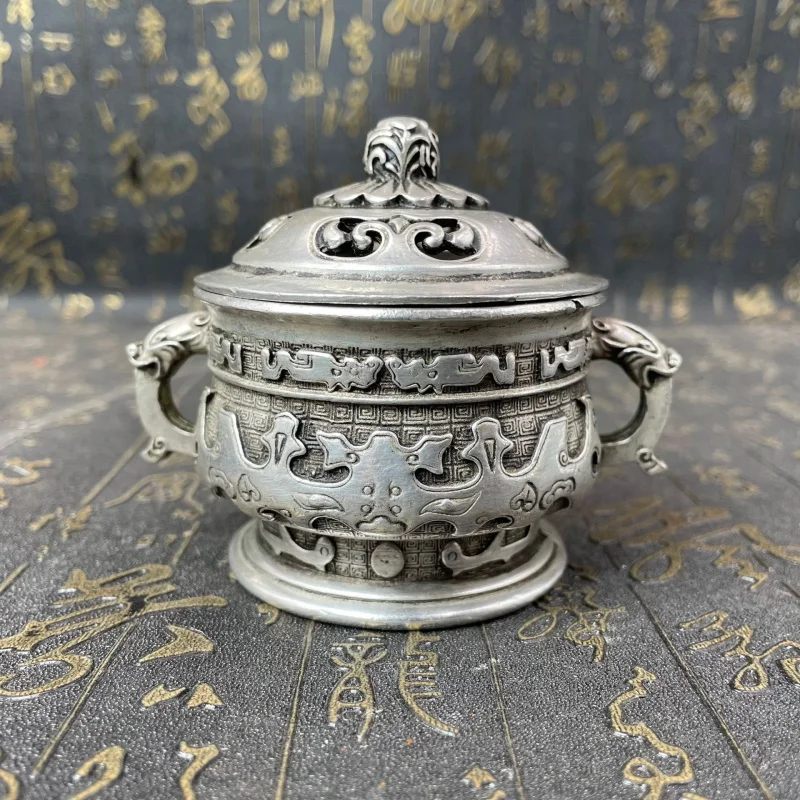Ancient Style Double-Ear Chinese Retro Incense Burner Tripod Decorative Crafts Ornament