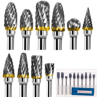 10pcs Shank Tungsten Carbide Milling Cutter Rotary Tool Burr Double Diamond Cut Rotary For Hand Tools Electric Grinding