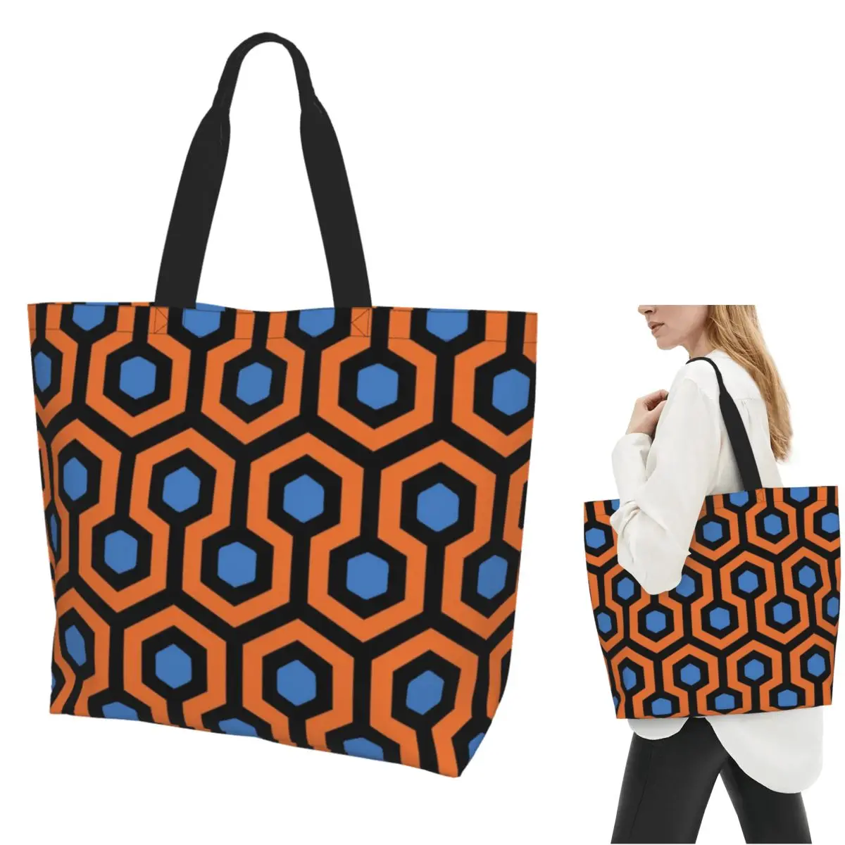Overlook Hotel Carpet From The Shining PurpleGreen Shopping Tote Bag Canvas Shoulder Bags Shopper Grocery Handbag for Women