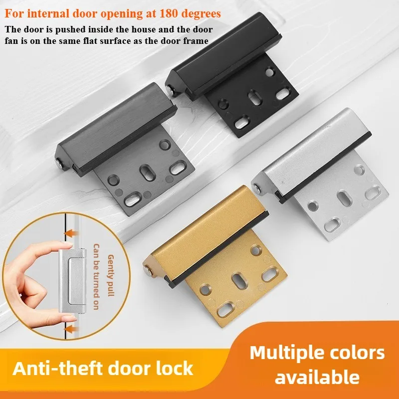 1 Uds. Cerradura de puerta de seguridad para el hogar mejorada, cerradura de refuerzo de puerta a prueba de niños con parada, cerraduras nocturnas para puerta oscilante interior
