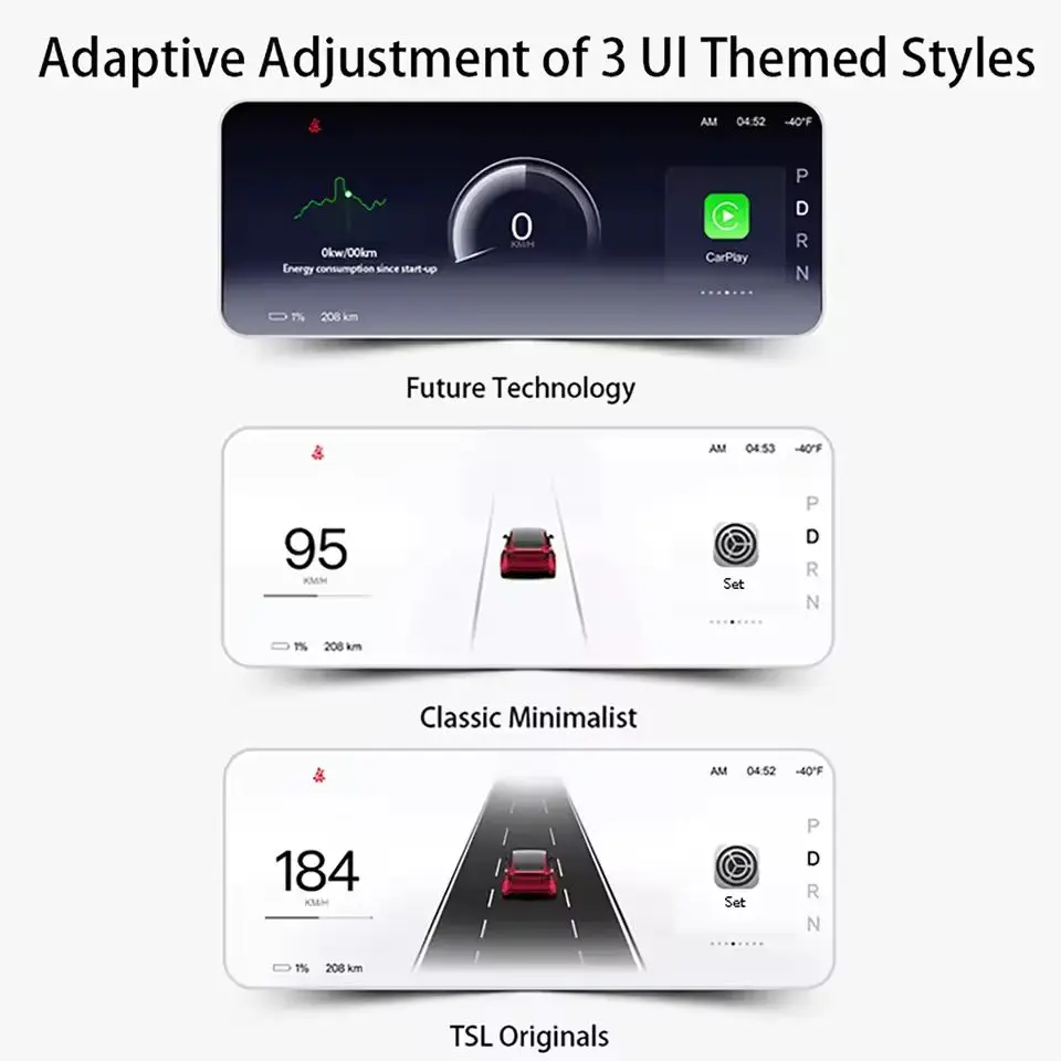 จอแสดงผลแบบ Head-Up Display ขนาด 8.9 นิ้ว ยี่ห้อ CATRONICS สำหรับรถยนต์ Tesla Model Highland 3/Y Juniper ปี 2025 รองรับ Android Auto และ Carplay พร้อมฟังก์ชันอัปเดต OTA ติดตั้งช่องแอร์