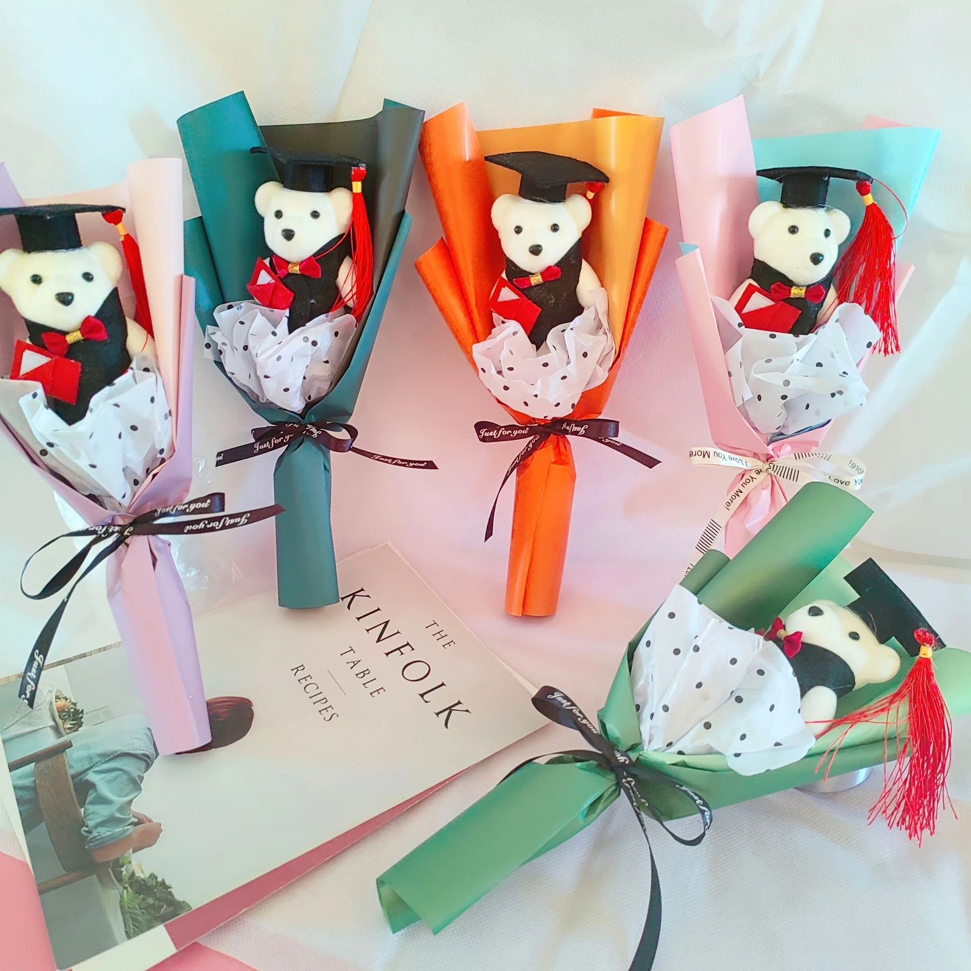 باقة دمية دب الدبتوراه لموسم التخرج 1، مناسبة للمناسبات المدرسية وديكور الحفلات، هدية موسم التخرج