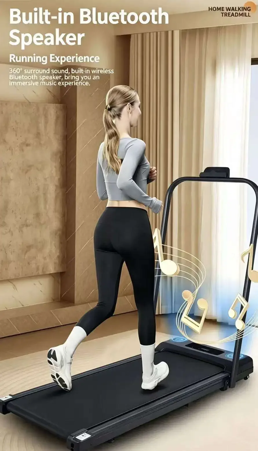 JMZ Treadmill Portable Folding Home Gym Fitness Equipment Manual Incline Bluetooth Speaker for Adults Compact Design Small