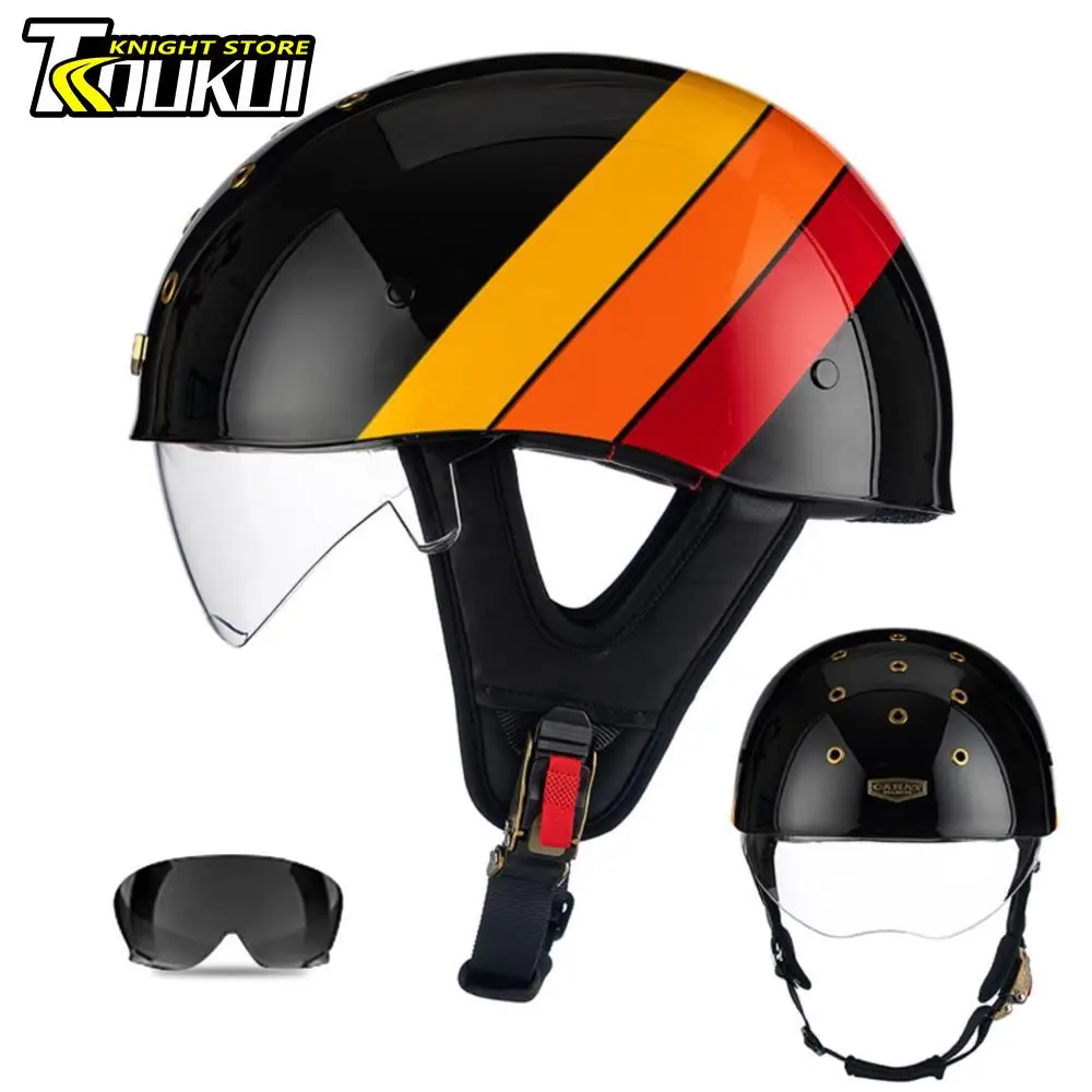 

Helmet Motorcycle Retro Vintage Moto Helmet Scooter Half Helmet Men Women Casco Moto DOT Certification Cycling Casque Moto