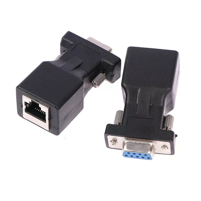 

1pcs DB9 RS232 Male/Female To RJ45 Female Adapter COM Port to LAN Ethernet Port Converter