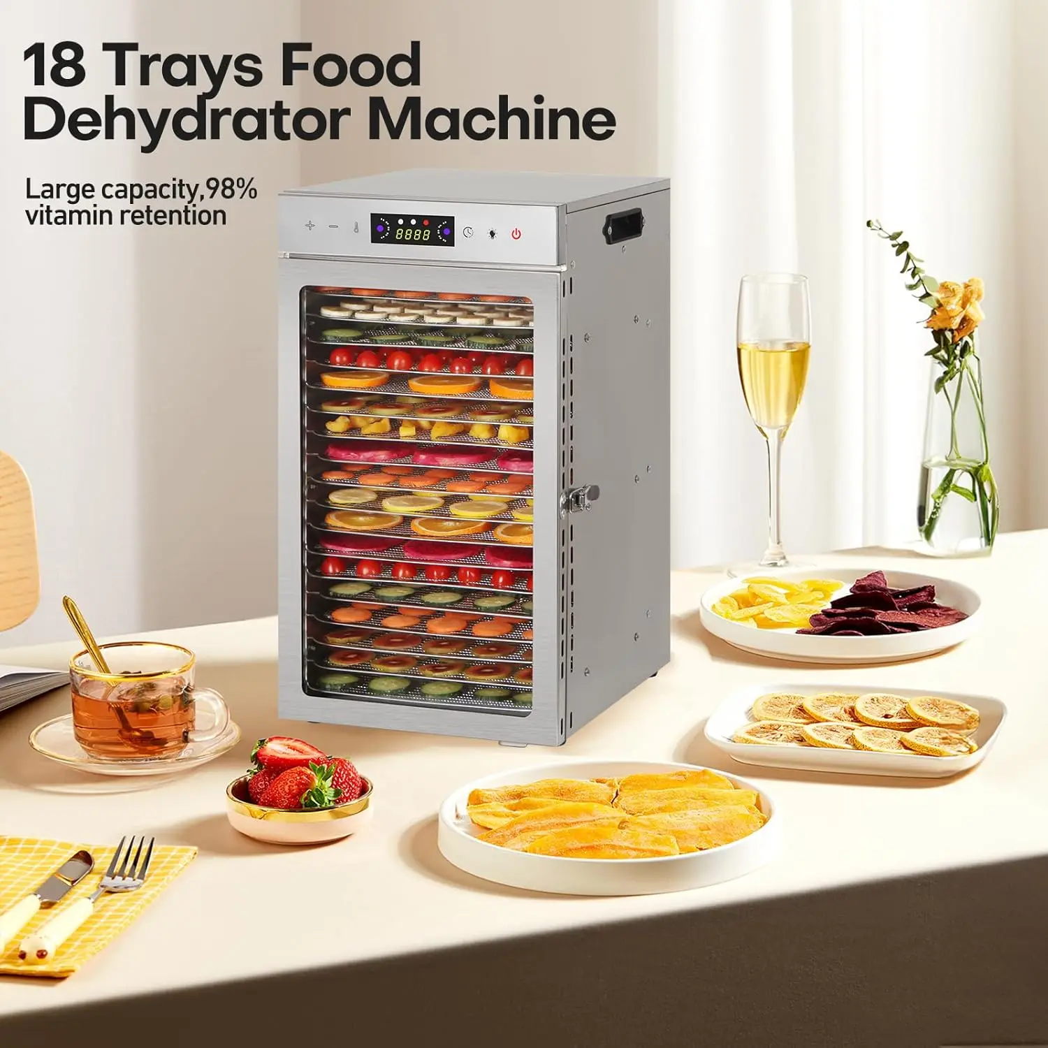 Dehydrator Machine Dryer for Jerky: Stainless Steel Dehydrater for Fruit Herb Meat Dog Treats- Food Drier for Meat Beef Dehydrat