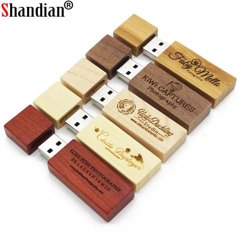 

SHANDIAN Maple Wooden USB 2.0 Flash Drive 4GB 8GB 16GB 32GB 64GB Free Custom LOGO Pen Drives Photography Gift Memory Stick