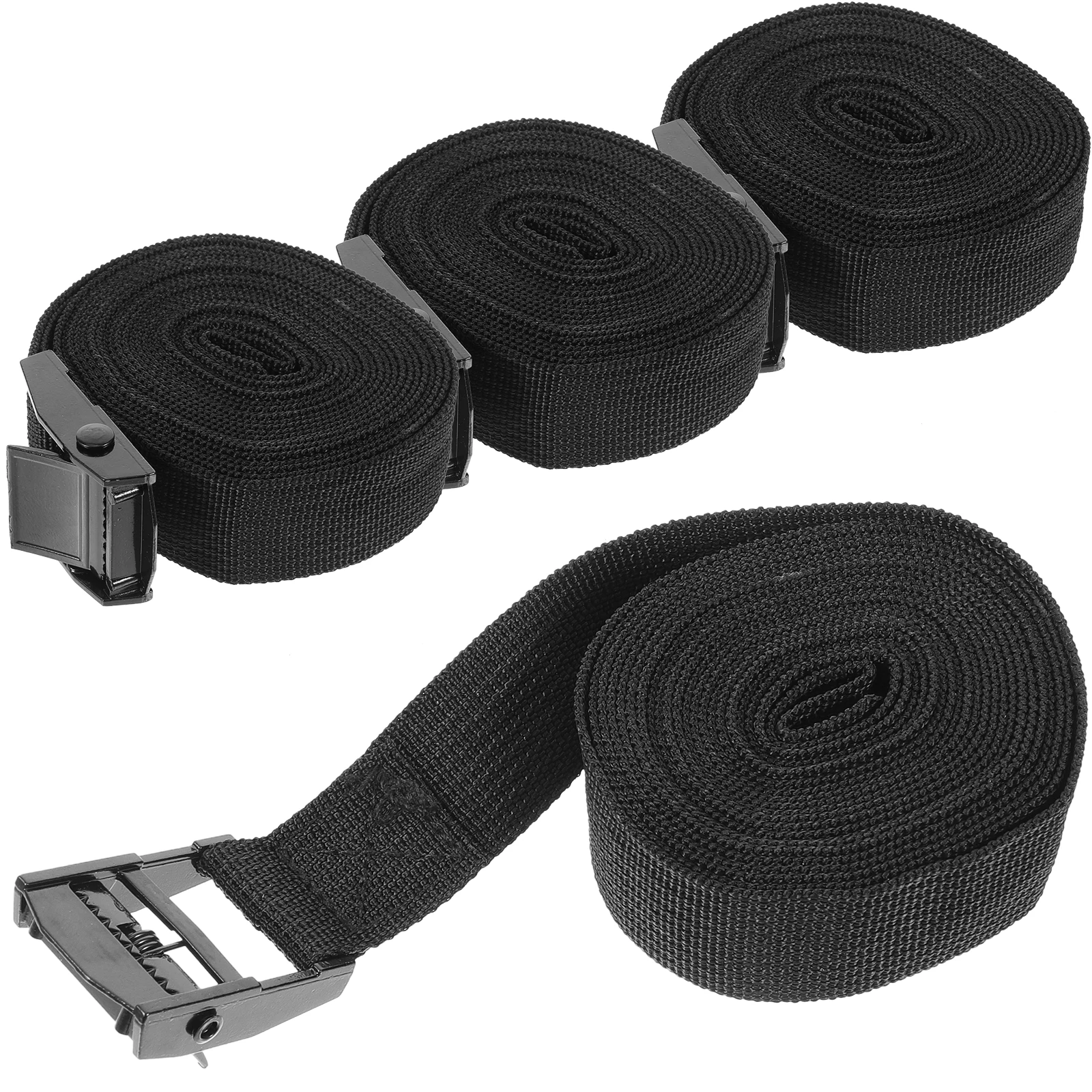 

4pcs Zinc Alloy Buckle Straps 3m Black Heavy Duty Adjustable for Canoe Kayak Surfboard Bike Roof Rack Lashing Cargo Straps