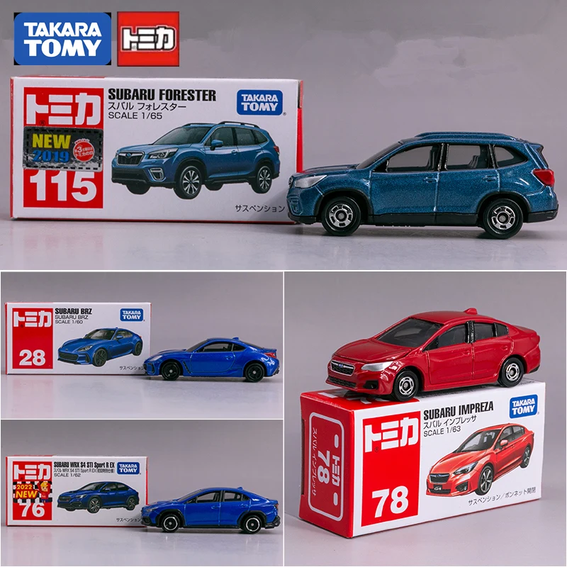 Takara TOMY 스바루 시리즈 STI BRZ Forester IMPREZA WRX 합금 럭셔리카 로고 모델, 다이캐스트 레이싱 카 차량 모델 시뮬레이션 장난감