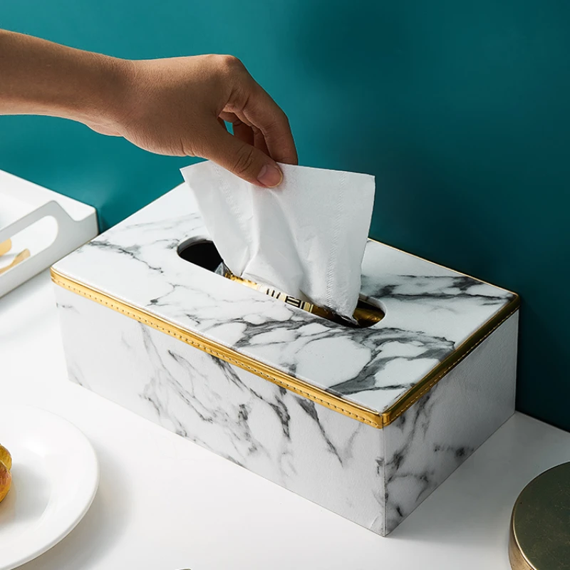 Marble Grain Tissue Box Home Living Decor Desk Decoration Interior Room Office Ornament Napkin Holder Toliet Kitchen Accessories