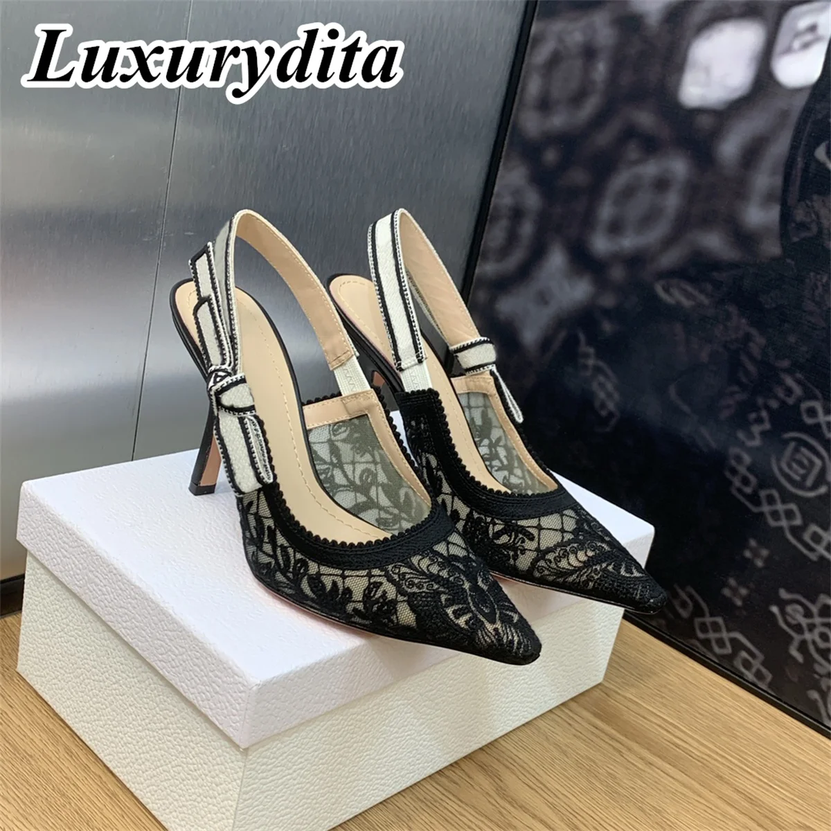 Top qualité luxe femmes sandale décontracté dentelle plat mode brodé Muller chaussures concepteur soie cuir semelle talon haut