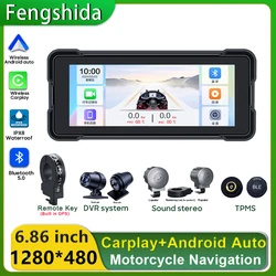 Carplay Motorcycle GPS Navigation IPX8 Waterproof Display Screen For Moto Multimedia Digital Dashboard Android Auto Monitor Bike