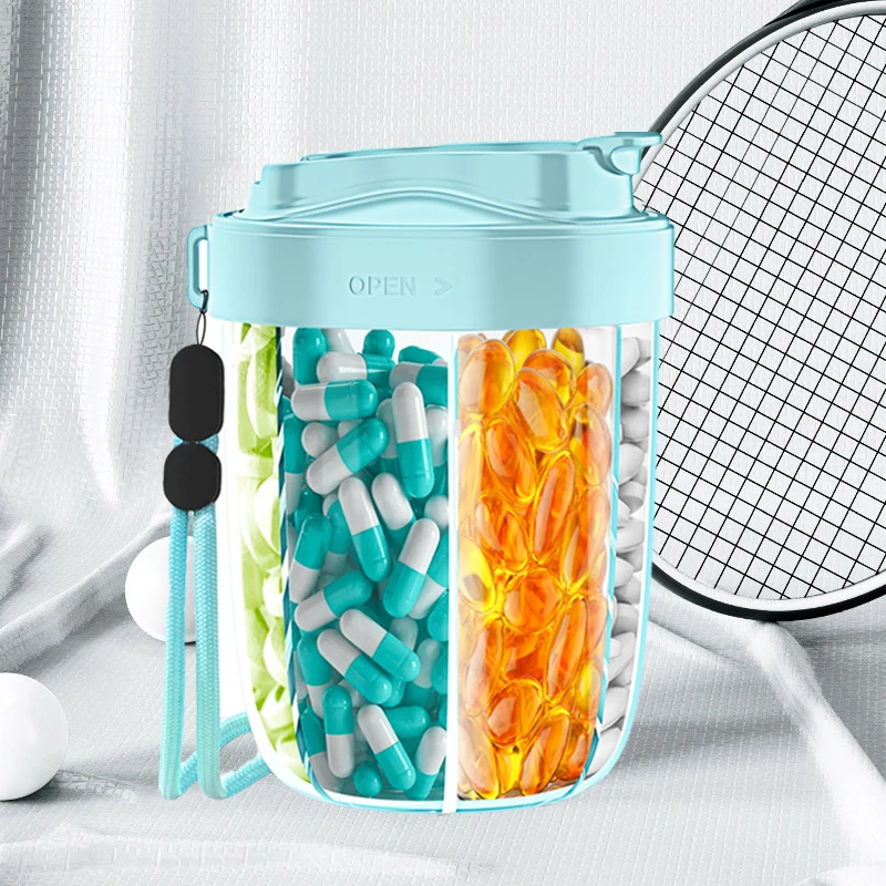 

Бутылка-дозатор для таблеток большой емкости, органайзер для витаминов для путешествий, пеших прогулок, портативная коробка для таблеток с защитой от смешивания, чашка-контейнер для таблеток без BPA