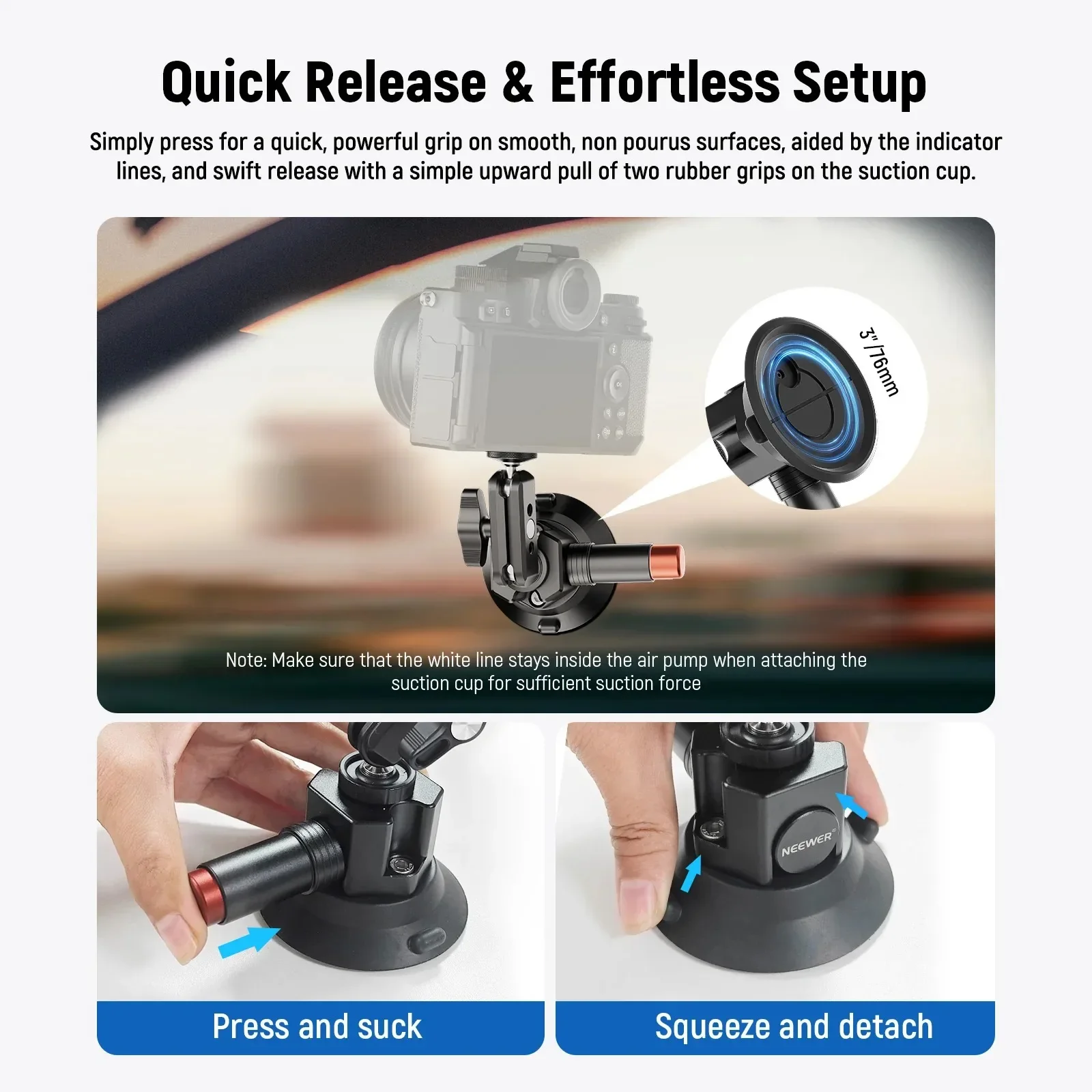 

Camera Suction Cup Gimbal Stand with Ball Head Magic Arm for Cameras Action Camera Phone Car Windshield Dash Mount