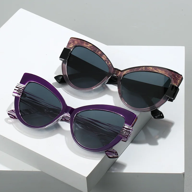 Fashion Large Frame Sunglasses Ins Personality Hundred with UV Protection Sunglasses for Women Retro Cat Eye Sun Glasses - Image 2