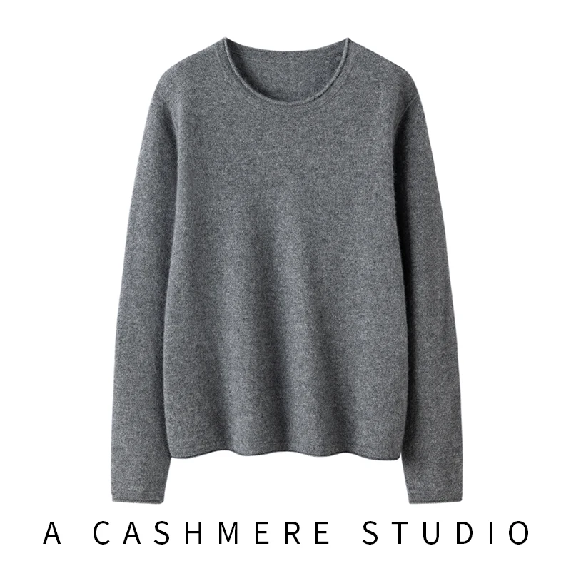 2024 Hot Sale Women Pullover 100% Pure Cashmere Sweater Autumn Long Sleeve Loose Large Size For Female O-neck Casual Soft Shirt