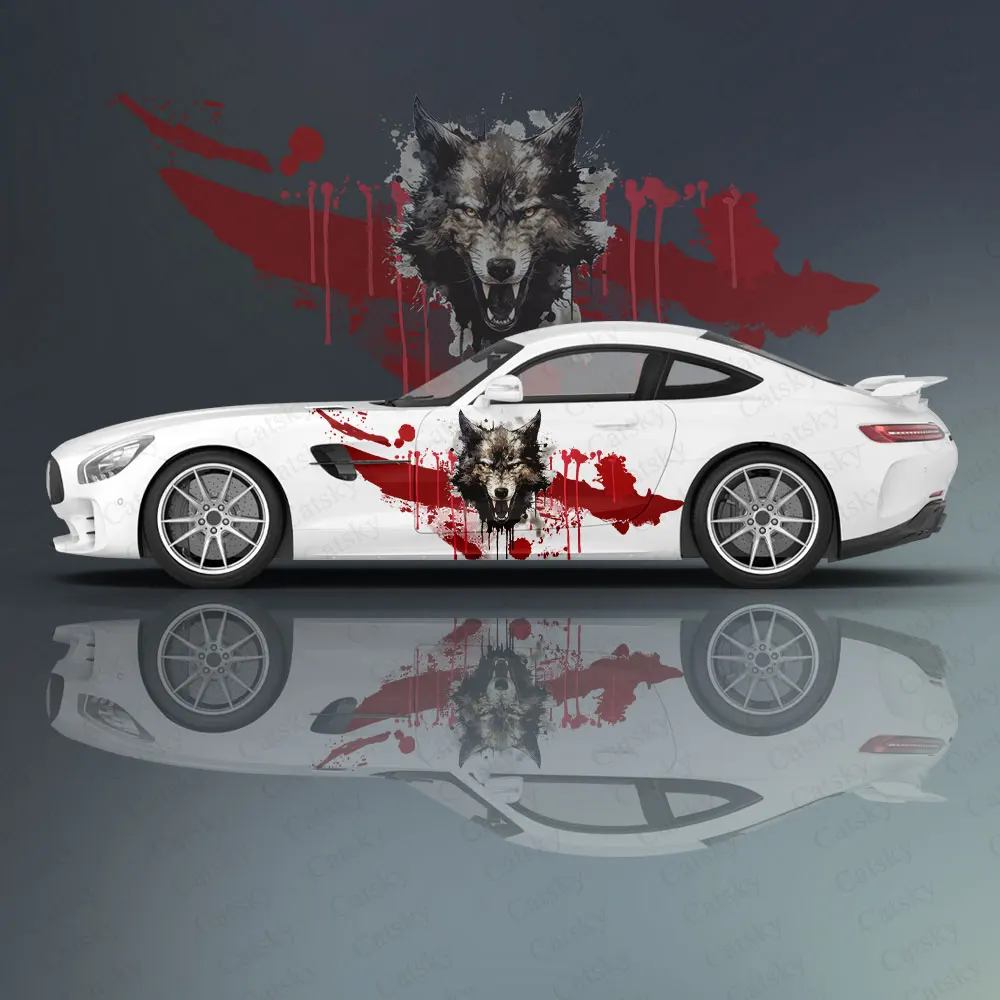 wolf ferocious animal Car Decal Protective Film Vinyl Itacar Racing Side Graphics Wrap Accessories Spray Paint Car Stickers