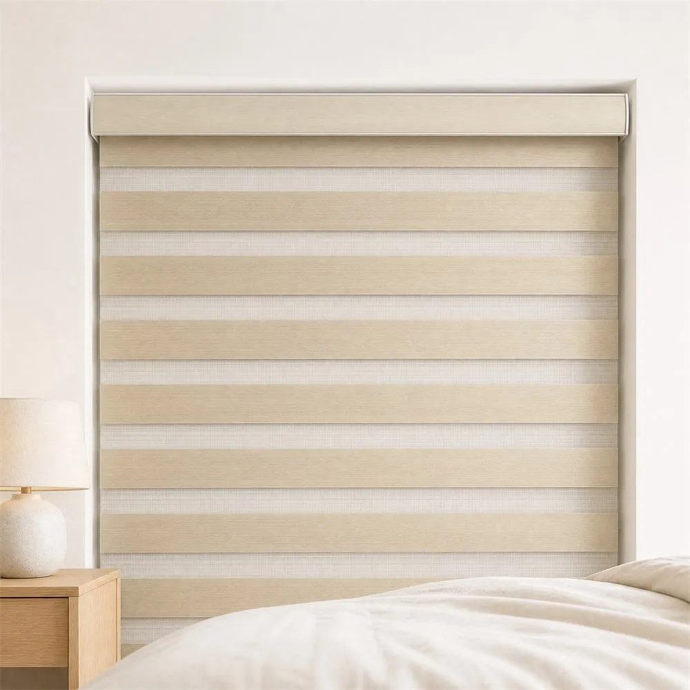 Zebra Day Night Blinds Dual Layer Fine Sheer and Blackout Fabric, Light Filtering Window Shade Adjustable Privacy Custom Size