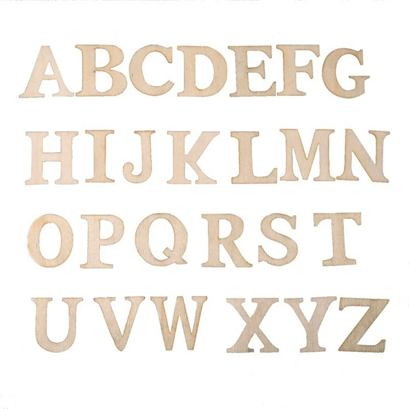 104PCS Wooden Alphabet Letters For DIY Crafts 3D Letters For Home Wall Decor