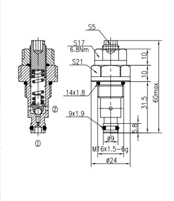 Hydraulic relief valve YF04-01 pressure adjustable forklift thread cartridge hydraulic system high pressure manual adjustment