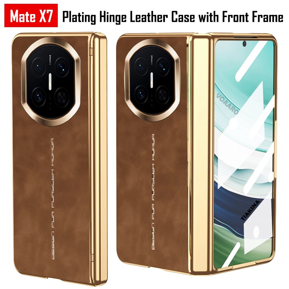 

Классический кожаный чехол Funda для Huawei Mate X7, шарнирный чехол для Huawei Mate X7, передняя рамка со стеклянной пленкой, защитная крышка для камеры