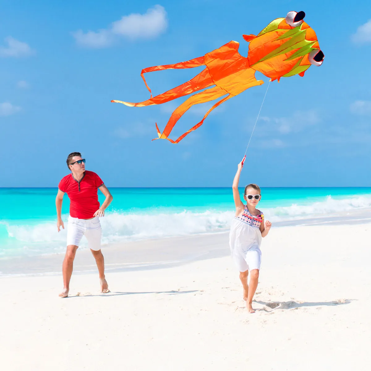 ว่าวปลาทองหลากสี ขนาดใหญ่ ผ้าเนื้อนุ่ม แบบสายเดี่ยว ของเล่นบินกลางแจ้ง ของขวัญสำหรับเด็กและผู้ใหญ่ ใช้ได้ที่ชายหาดและสวนสาธารณะ