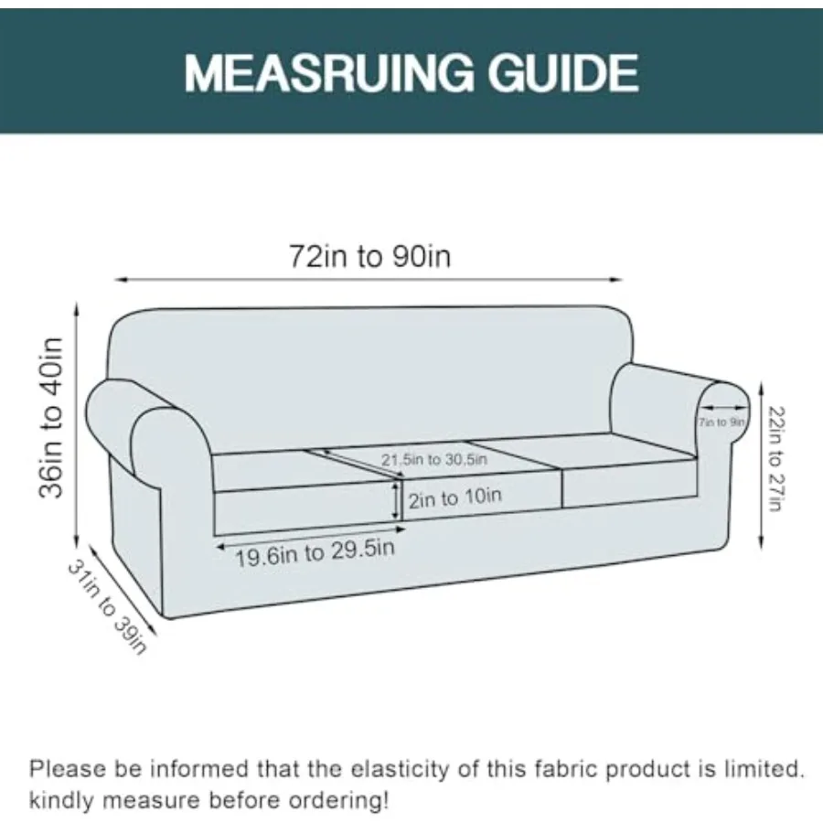 4 Pcs Velvet Couch Covers for Stretch Slipcover with Individual Seat Elastic Furniture Protector for Pets, Machine Washable Sof