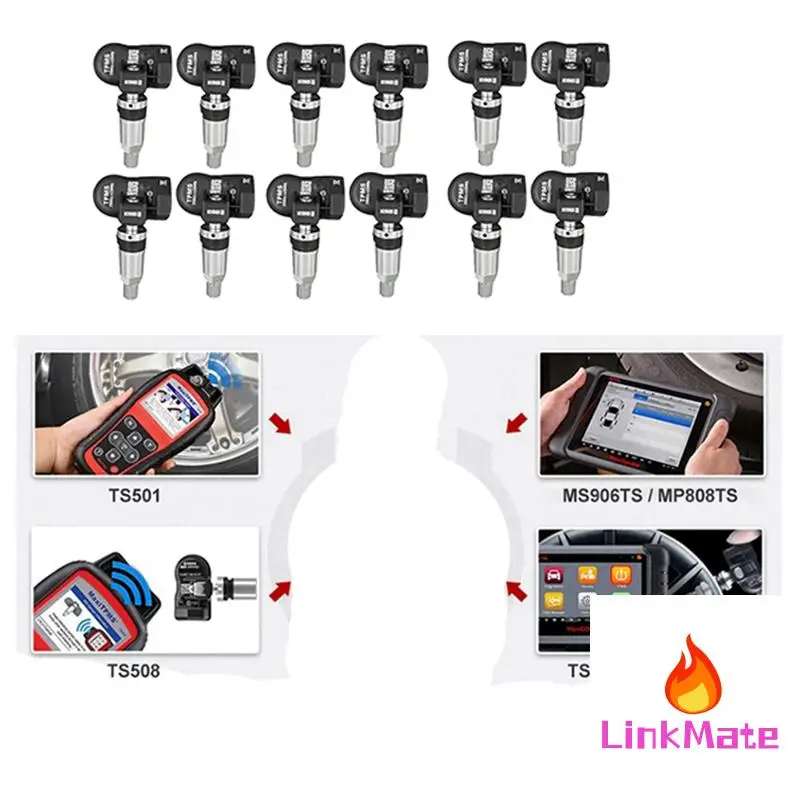 

12Pcs Programmable MX Sensor Monitor For Autel Tool TS408 TS508 ITS600 315MHZ+433Mhz 2 In 1 TPMS Tire Pressure Sensor