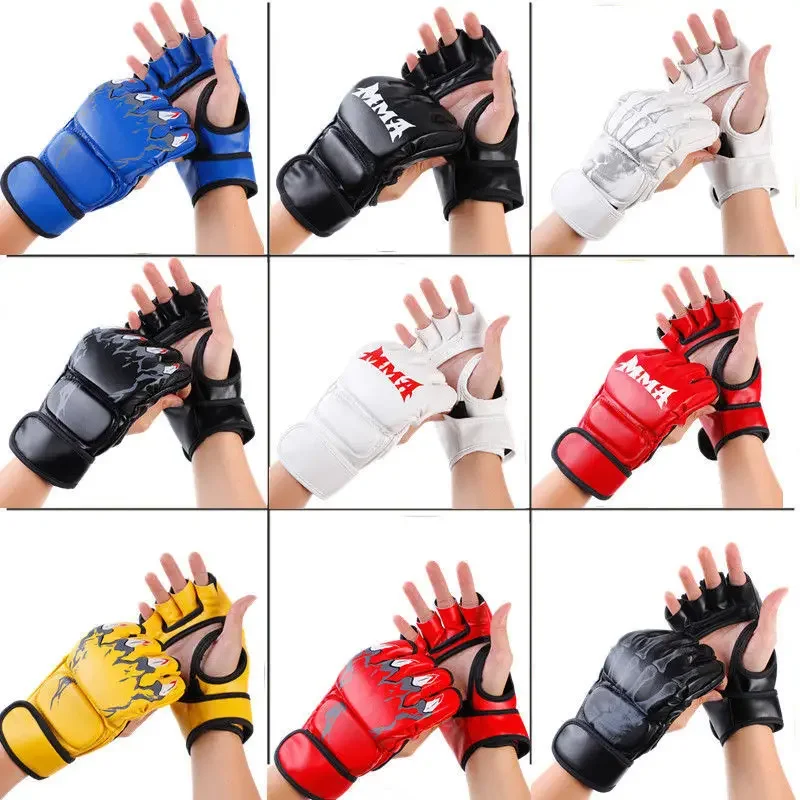 Boxing Gloves Half Finger Competitive Sanda Muay Thai Adult Half Finger Goods Set Gloves Gym Gloves Boxing Hand Wraps