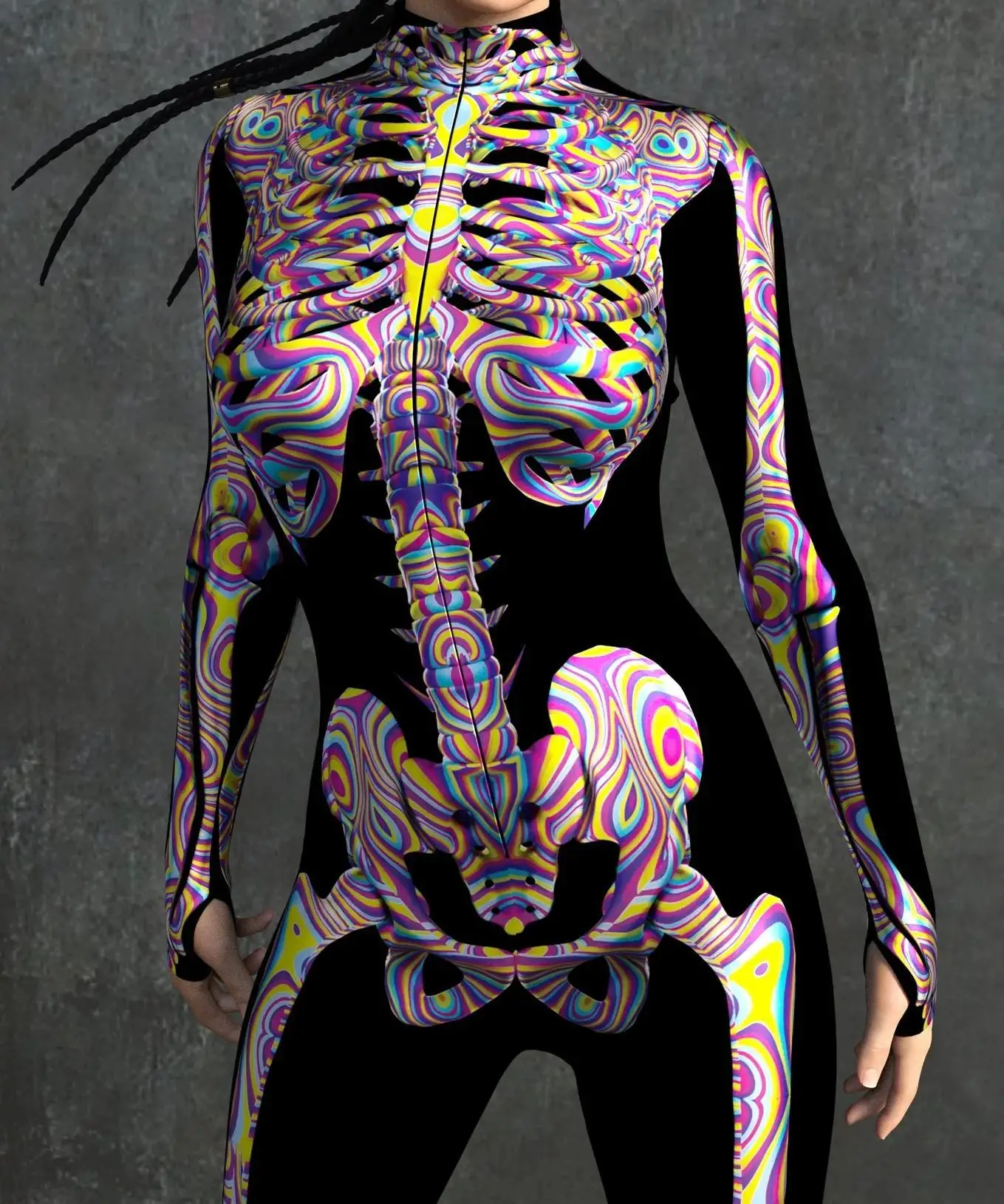 Karneval Totenkopf Party Bodysuit Damen Sexy Horror-Print Jumpsuit Feiertagsparty Maskerade Catsuit Kostüm Einzigartiges Aerial Yoga Set – Detail 5