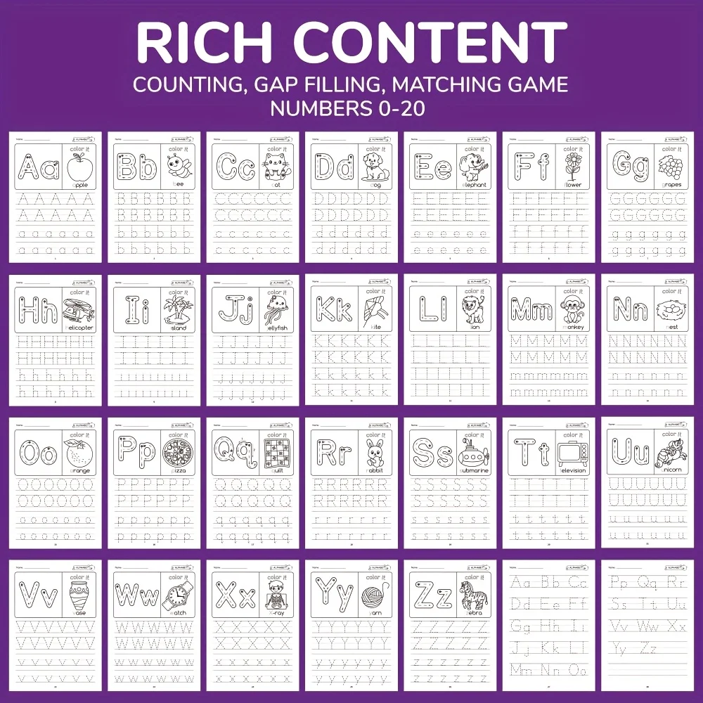 أنشطة التعلم لمرحلة ما قبل المدرسة، المصنف التعليمي، الحروف الأبجدية، تتبع الكتب الملونة للأطفال، كتاب ABC مشغول للأولاد والبنات #6