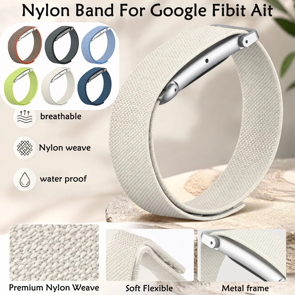 Nylon Metal Combination Watch Band for Google Fitbit Air Adjustable Suitable for Wearing During Exercise for Google Fitbit Air
