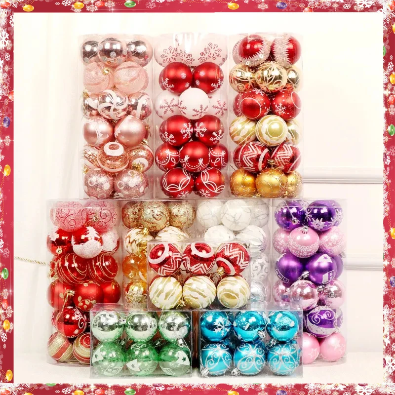 2024 Christmas Tree Pendant Ornaments Shiny Bauble Ball 24pcs Color 6cm/2.4Inch Christmas Decoration Ball For Home Bar Party