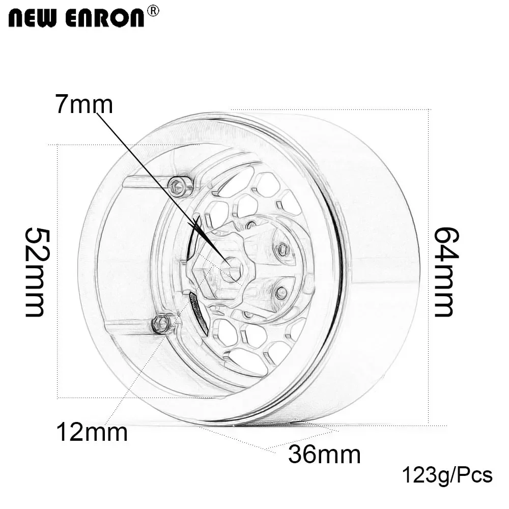 NEW ENRON  2.2“ Alloy Beadlock Wheels Hub Rim for RC 1/10 12mm Hex Crawler Car Axial SCX10 90046 RR10 Wraith YETI CC01 TF2