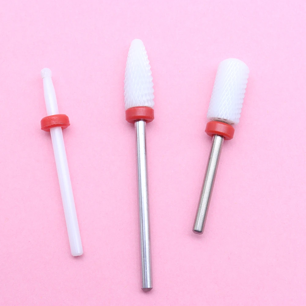 3 قطعة مجموعة لقمة ثقب أظافر سيراميك ، 3/32 بوصة (2.35 مللي متر) لقمة مثقاب كهربائية لآلة حفر الأظافر والباديكير Efile Cuticle Remo