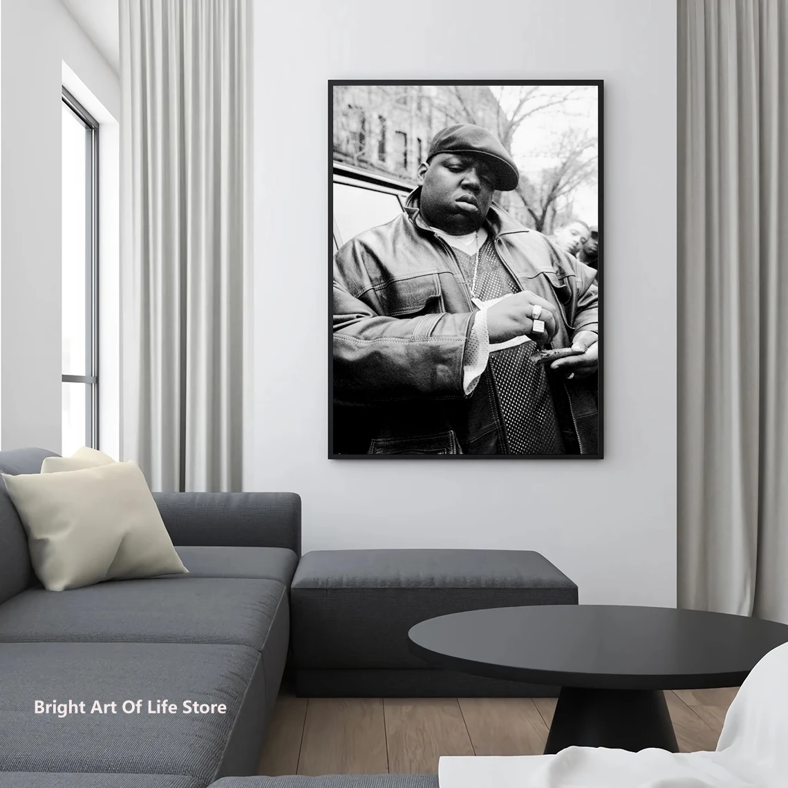 Notorious Biggie Smalls Print Poster, Hip Hop Rap, Wall Art, Hip-Hop Rapper, Music Legend, Fashion Décor Black White Print